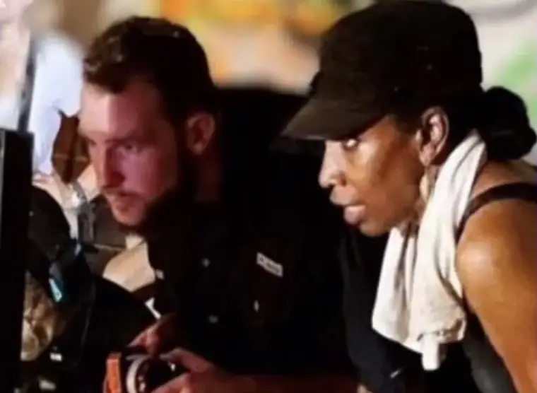 Press photo: Directing on set