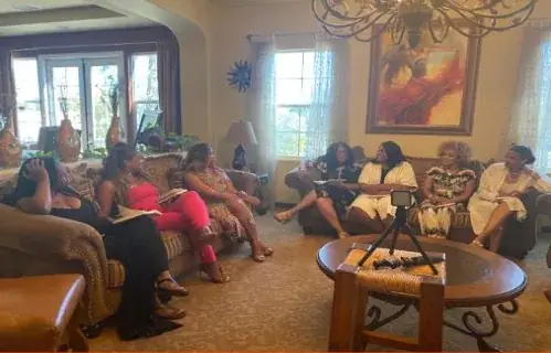 A Being Bigger Badder Bolder Better workshop in a living room